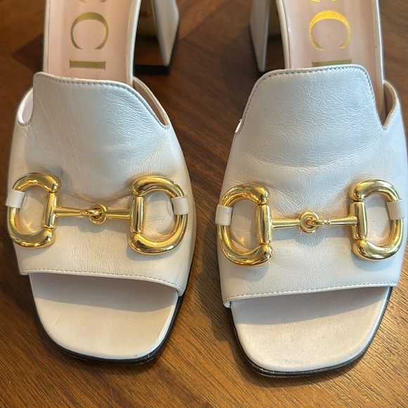 Gucci Off-white Horsebit Heeled Sandals In Mystic White size 39.5 - Picture 3 of 7
